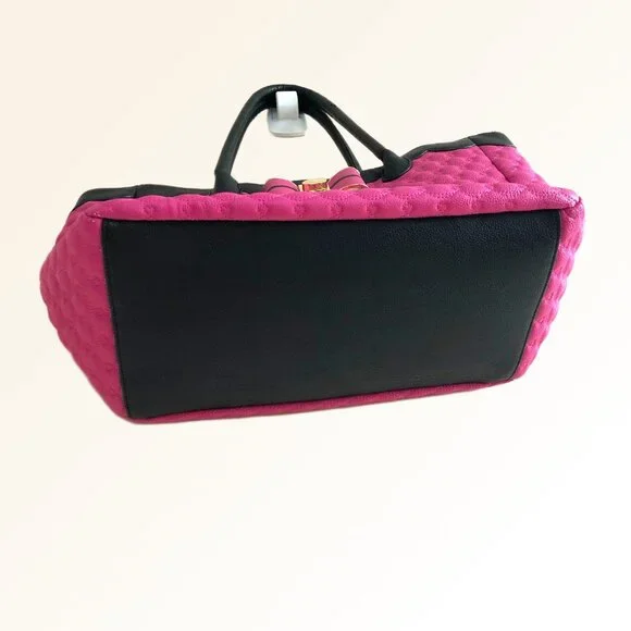 Betsey Johnson Pink Quilted Heart Bow Tote Bag - Picture 9 of 13
